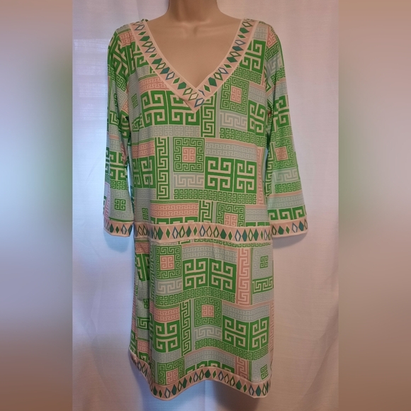 Macbeth Collection Green Long Sleeve V-Neck Resort Dress - Picture 1 of 9